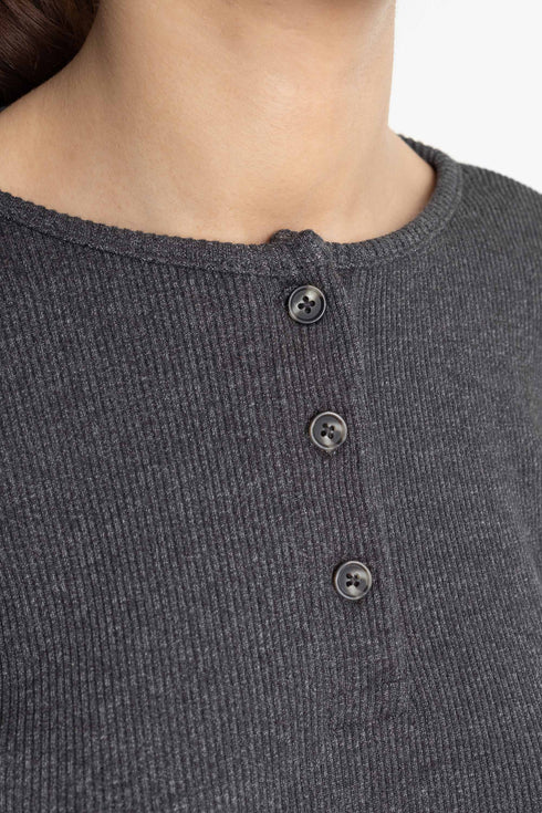 The Ribbed Charcoal Henley